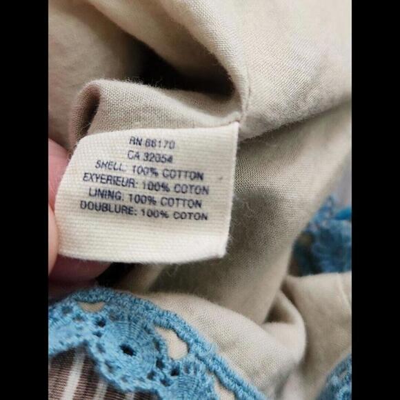 Anthropologie Maeve Dress 6 Striped Brown Embroidered Strapless Smocked Boho Sun - Picture 6 of 9